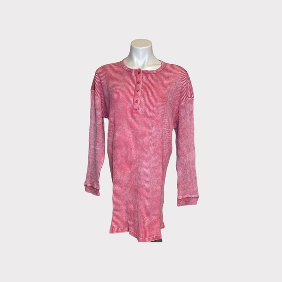 Forever 21 Mineral Wash Waffle Knit Mini Pink Dress - Picture 4 of 8